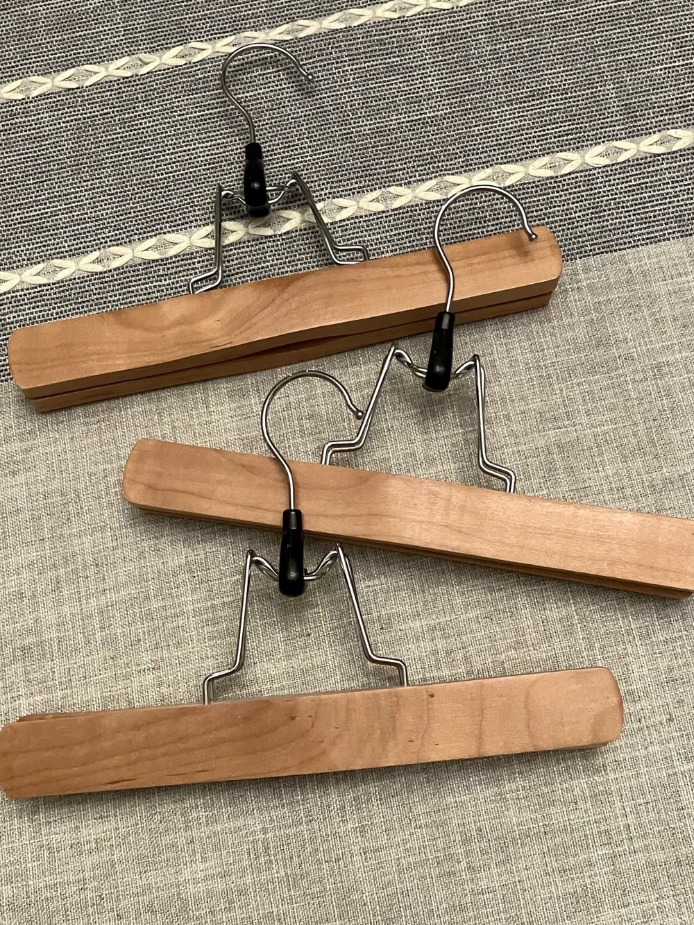 6 wooden clamp pants hangers